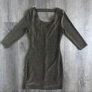(NWT) black / gold Long Sleeves Mini Cocktail dress (S)